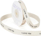 I Love You Ribbon - 5/8 Inch x 12 Yards Natural Twill Tape Ribbon, Cotton Herringbone Ribbons for Gift Wrapping, Birthdays, Weddings, Christmas, Anniversaries, Valentine's Day, Mother's Day