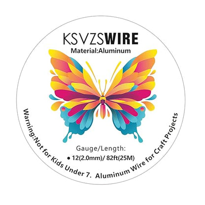 12 Gauge(2.0mm) Aluminum Wire 82 Feet(25M) KSVZS Bendable Metal Wire for Crafts, Sculpting, Armature, Jewelry Making【3-in-1】+18Gauge(1.0mm) 32.8Ft(10M)+1 Pliers(Silver)