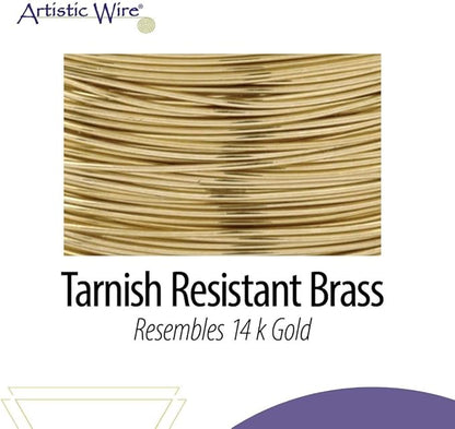 Artistic Wire 26 Gauge Tarnish Resistant Brass Craft Jewelry Wrapping Wire, Gold Color, 15 yd