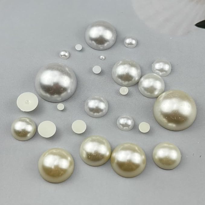 700pcs 10mm Half Pearls for Crafts Flatback Round Half Pearl Beads for Jewelry Making Nail Art Scrapbook Craft Wedding Dress Decoration(White)