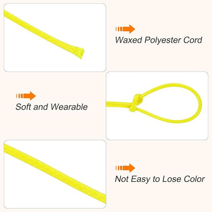 MECCANIXITY Waxed Cord 1mm Waxed Thread 87 Yard Wax String Leather Cord for Bracelet Making, Necklaces, Beading, Jewelry Making and DIY Crafts(Yellow)