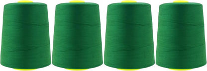 Mandala Crafts 4 Pack of Serger Threads Cones Spools - 20S/2 24000 Yards Polyester Forest Green Threads for Sergers Machine and Overlock Quilting Sewing Machine
