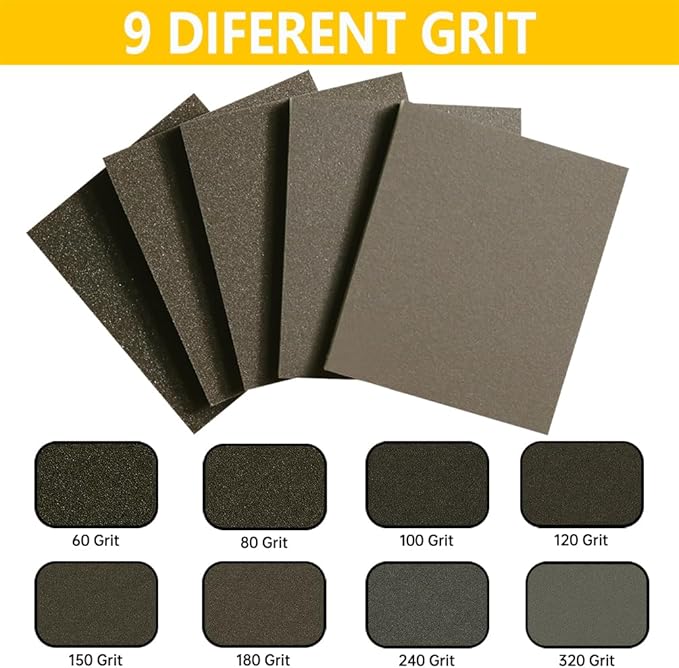 16PCS 240 Grits Sanding Sponge Fine Coarse Sanding Block, Washable and Reusable Wet Dry Sandpaper Sponge， Sander Sponges for Wood Drywall Metal Wood