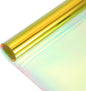 MECCANIXITY Holographic Clear PVC Vinyl Film Holographic PVC Fabric Waterproof Dichroic Film 12 x 48 Inch for Handbags Bows Earrings DIY Craft,Laser Yellow