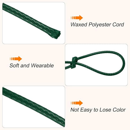 MECCANIXITY Waxed Cord 1.5mm Waxed Thread 87 Yard Wax String Leather Cord for Bracelet Making, Necklaces, Beading, Jewelry Making and DIY Crafts(Dark Green)