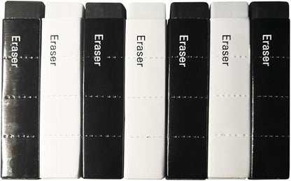 White and Black Erasers 7 Pack Pencil Erasers Cuboid Erasers for Kids Bulk for Students School Supplies Office Prize Gifts (White and Black)