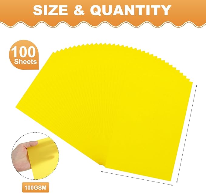 MECCANIXITY 100 Sheet Colored Vellum Paper 4" x 6", 100gsm Translucent Printable Vellum Sheets for Printing Wedding Invitations Inkjet Laser Printer, Yellow