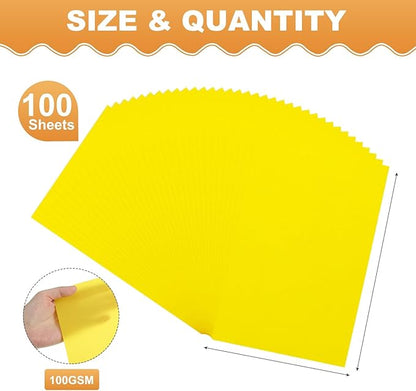 MECCANIXITY 100 Sheet Colored Vellum Paper 4" x 6", 100gsm Translucent Printable Vellum Sheets for Printing Wedding Invitations Inkjet Laser Printer, Yellow