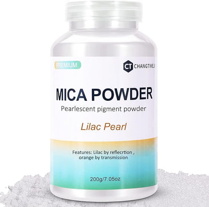 Mica Powder,200g/7.23oz Large Jar,Lilac Pearl Mica Powder Pigment for Epoxy Resin，Lip Gloss，Paint，Dye，Soap Making，Nail Polish,Candle Making,Bath Bombs