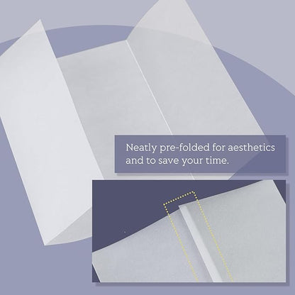 Vellum Paper 5x7 Pre-Folded - Goefun 120 Sheets Vellum Jackets for 5x7 Invitations 115GSM Translucent Paper for Invitations Wraps, Greeting Cards, Envelope Liners, Wedding, Baby Shower