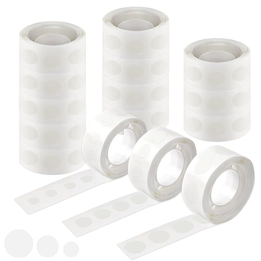 UPINS Glue Points Dots, 3000Pcs Balloon Glue Adhesive Dots Double Sided Removable Glue Tape Dots for Balloons Crafts Decoration, 6 mm, 10 mm, 15 mm