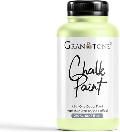 GRANOTONE Chalk Paint for Furniture | Matt-Finish Water-Based Acrylic Paint for Wood, Walls, Metal, Glass, Paper, Fabric Canvas | Maximum Coverage Chalk Paint for Kids & Adults, 250 Ml (AP GREEN)