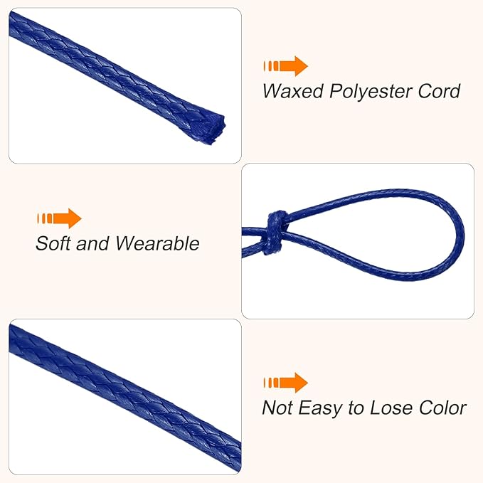 MECCANIXITY Waxed Cord 1mm Waxed Thread 87 Yard Wax String Leather Cord for Bracelet Making, Necklaces, Beading, Jewelry Making and DIY Crafts(Black)