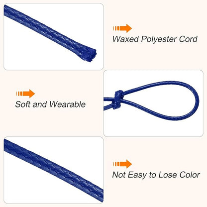 MECCANIXITY Waxed Cord 1mm Waxed Thread 87 Yard Wax String Leather Cord for Bracelet Making, Necklaces, Beading, Jewelry Making and DIY Crafts(Dark Blue)