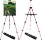 RRFTOK Artist Art Painting Easel Stand, Aluminum Metal Adjustable Easel for Painting Canvases Height from 17 to 66 Inch,Carry Bag for Table-Top/Floor Drawing,Painting and Displaying(2pack,Pink)