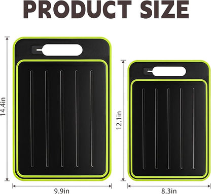 Cutting Board Double Sided,2 Pcs Vegetable Board With Sharpening Stone,Large Size+Small Size,Food Grade Stainless steel and Wheat straw PP Material,Eco-Friendly (black)