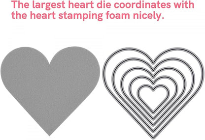 BAOFALI 9 Pcs Heart Cut Stamping Foam Grey Moldable Foam Stamps Plastic Dry Foam Stamp Pad Cut and Dry Foam Stamping Foam Block for Sculpture, Modeling, DIY Arts and Handicrafts Projects