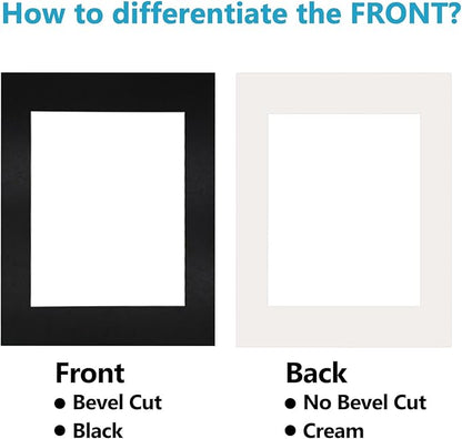 Egofine 11x14 Black Picture Mats Pack of 14, Frame Mattes for 8x10 Pictures, Acid Free, 1.2mm Thickness, with Core Bevel Cut