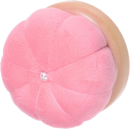 HARFINGTON Wooden Base Needle Pincushions Japanese Style Pin Cushions Round Pin Cushion Needle Holder for Sewing Quilting Needlework DIY Crafts, Pink