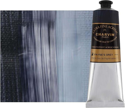 Charvin Extra Fine Professional Acrylic Paint - Payne's Grey, 60ml Tube, Triple-Milled, Lightfast Pigments, Open Stock Artist Acrylic Paints in Nature-Inspired Hues