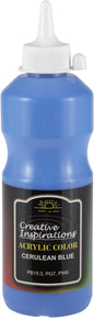 Creative Inspirations Acrylic Paint - Cerulan Blue - 500 mL Bottle - Smooth & Creamy Consistency, Vibrant Pigmentation, Great Coverage for Artists - Clean Up with Soap & Water