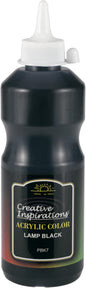 Creative Inspirations Acrylic Paint - Lamp Black - 500 mL Bottle - Smooth & Creamy Consistency, Vibrant Pigmentation, Great Coverage for Artists - Clean Up with Soap & Water