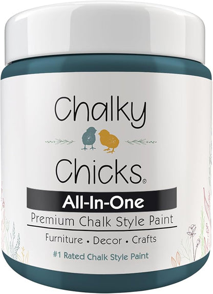 Chalky Chicks All-in-One Chalk Paint for Furniture or Cabinet - 4 Fl Oz - Matte Finish Jaded (Jade) for Metal, Wood Furniture Paint - No Sanding All-in-One for Home Decor & Crafts, USA Made