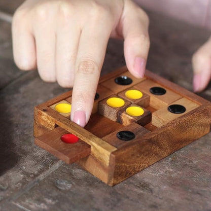 Setting Sun: STEM Sliding Block Puzzle AKA Huarong Dao or Klotski from SiamMandalay with SM Gift Box(Pictured) Improve Critical Logical Thinking with an Eco Friendly Handmade Educational Game