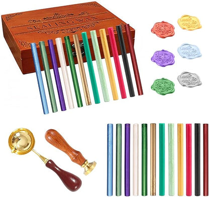 Wax Seal Sticks, Afobby 15 Pieces Glue Gun Sealing Wax Sticks for Wax Seal Stamp, Coffee Gold Wax Sealing Sticks for Wedding Invitations, Cards, Envelopes