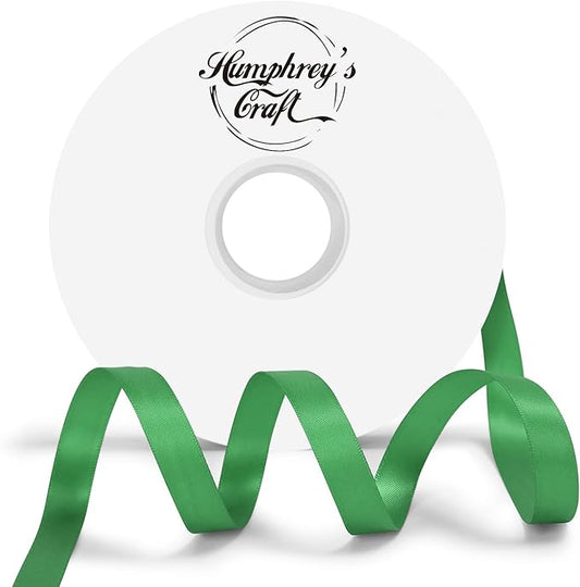 Humphrey's Craft 1/2 Inch Fern Green Double Faced Satin Ribbon - 50 Yards Variety of Color for Crafts Gift Wrapping Bows Bouquet Decoration Sewing Christmas Tree Wedding Invitation Card.