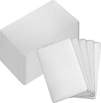 30 Pieces 304 Stainless Steel Metal Business Cards Blank Steel Laser Engraving Stainless Cards for House Office Customer DIY Gift Plate, 86 x 54 mm(0.8mm Thickness)