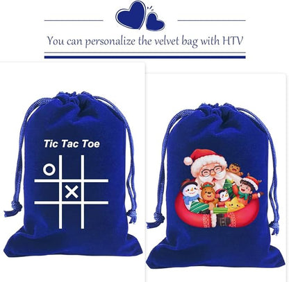 HRX Package 20pcs Velvet Jewelry Bags, 5x7 inch Blue Cloth Gift Drawstring Pouches Baggies Sacks for Dice Ornament
