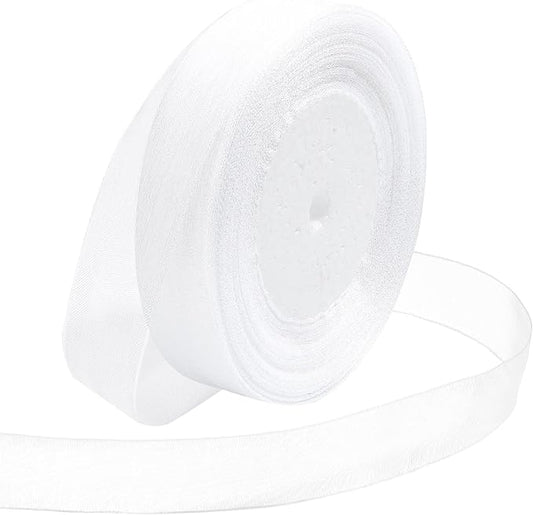 Ribbon for Gift Wrapping 3/4 inch White Sheer Organza Ribbon for Flower Bouquet Tulle Thin Chiffon Ribbons for Wedding Invitations Christmas Halloween Presents Decorations Crafts 50 Yards