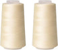 Sewing Thread Cone Set, 2 Pack Serger Thread, 3000 Yards Each, All Purpose Thread for Sewing, Quilting, Machines, Overlock, Merrow & Hand Embroidery (Beige*2)