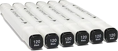 6pcs Black Alcohol Markers Set, Dual Tips Art Markers Drawing Sketched Double Tipped for Beginner Adults Kids(Black)