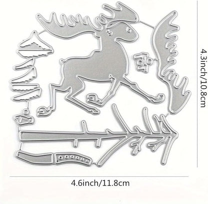 Lapoo Festivals Metal Cutting Die for Scrapbooking - Durable, Cut Stencils for DIY Scrapbook Photo Album Decorative Paper Card, Card Making Supplies, Embossing (Deer and The Tree 4.6 x 4.3 in)