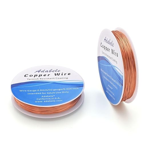 Adabele 249 Feet Premium Tarnish Resistant Round Bare Raw Jewelry Copper Wire Beading Wire Spool Bulk (0.6mm/22 Gauge) for DIY Craft Jewelry Making BF287-6