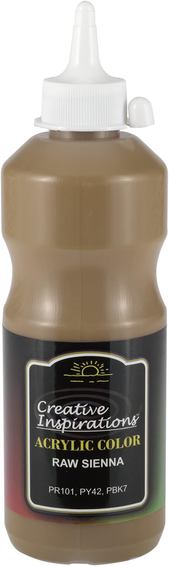Creative Inspirations Acrylic Paint - Raw Sienna - 500 mL Bottle - Smooth & Creamy Consistency, Vibrant Pigmentation, Great Coverage for Artists - Clean Up with Soap & Water