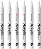 White Paint Marker Pens 6 Pack 1.2mm Fine Tip, Permanent Acrylic Ink for Rock, Wood, Metal, Glass, Ceramic, Plastic, Canvas, Pens for DIY Crafts, Art & Fine Detailing