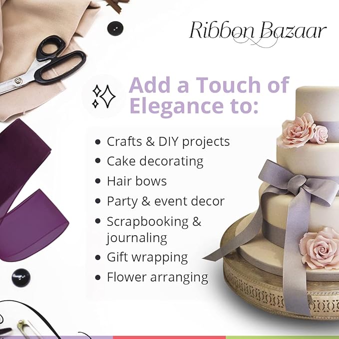 Ribbon Bazaar Sheer Organza Wired Ribbon - 100% Polyester Wire Edged Ribbon for Floral Decor, Table Arrangements, Apparel Embellishment & More - 1-1/2" White 25yd