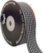 1 Inch Black and White Woven Edge Gingham Ribbon 25 Yards Each Roll 100% Polyester (1", Black)