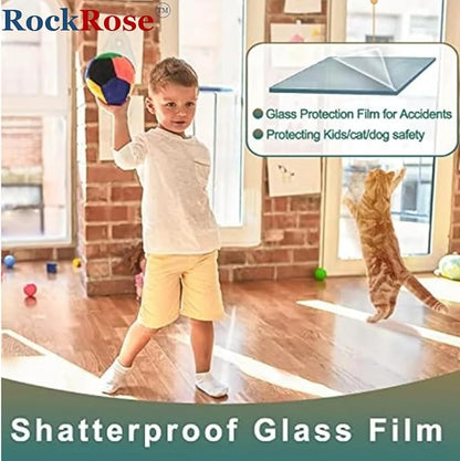 UV 99% Security and Safety 4 Mil Clear Window Film Shatterproof Anti Shatter Tempered Glass Film for Home and Office Windows (Clear, 36 in x 10 FT)