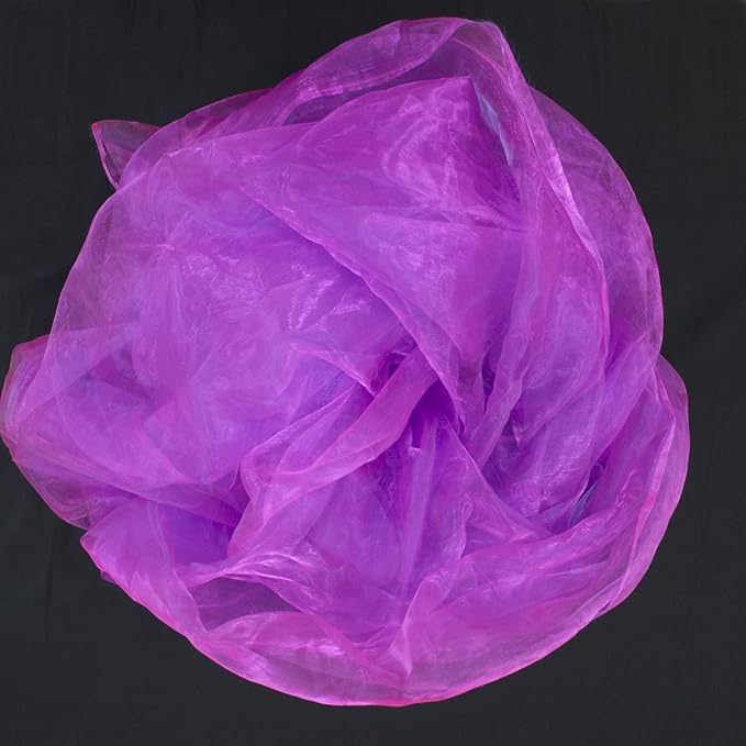 Two-Tone Iridescent Holographic Organza Fabric - 5.5 Yards by The Yard | Lightweight Sheer Tulle | for Wedding Dresses, Party Decor, DIY Crafts, Shiny Backdrops(Magenta with a hint of Blue)