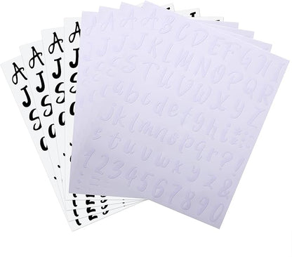 Outus 576 Pieces 8 Sheets Letters Stickers Self Adhesive Vinyl Letter Alphabet Number Stickers Mailbox Numbers Sticker, Decals for Classroom Decor, Sign, Door(Black, White,1 Inch)
