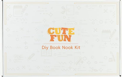 Cutefun Book Nook Kit - DIY Miniature Doll House Kit, Book Nook Kits for Adults, 3D Wooden Puzzle Bookend Bookshelf with LED Light for Cafe Crafts Lovers (Corner Coffee Shop)