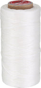 uxcell Flat Leather Sewing Waxed Thread, 140m / 153 Yards Polyester Wax String, 300D Wax Stitching Cord for Leather Crafts, Bookbinding, Bracelets Braided, White