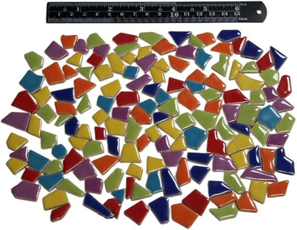 Ceramic Mosaic Tiles for Crafts & Art Projects 200 Grams Vibrant Colors Pieces Fit Together Like a Puzzle Endless Creative Ideas for Mosaic Art DIY Hobbies Small Sizes (Black White Gray)