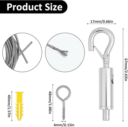 Picture Hanging Wire Adjustable Wire for Hanging Heavy Mirror 5m x 2mm Mirror Frame Hangings Kit with D Ring 4 Expansion Screws 4 Pcs Screws Self Tapping Eye Heavy Duty Stainless Steel Rope for Lamps
