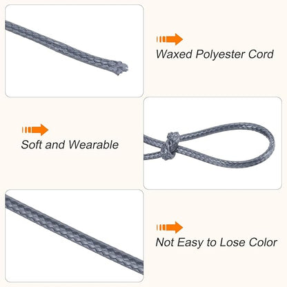 MECCANIXITY Waxed Cord 3mm Waxed Polyester Cord 44 Yard Wax String for Bracelet Making, Necklaces, Beading, Jewelry Making and DIY Crafts(Dark Grey)