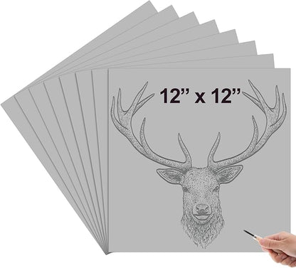 Yeaqee 12 Pcs 12 x 12 Inch Linoleum Block Rubber Carving Block Soft Linocut Blocks Large Linoleum Sheet Unmounted Lino Plates for Engraving Art Project Printmaking Artist Studio Supplies, Gray